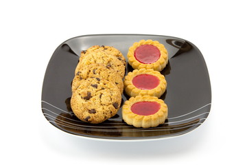 cookies on plate isolated on white backgrounds