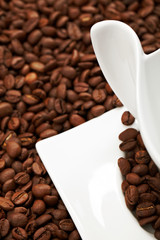 white coffee cup, costing on coffee grain