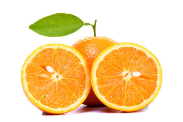 Orange halves on white
