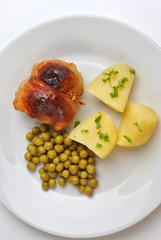 roasted delicious chicken olive with potato and pea