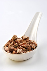 some organic cracked betelnut and white background