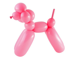 Pink dog made with a balloon isolated on white © kmiragaya