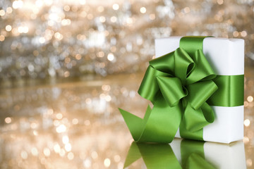Present with green ribbon