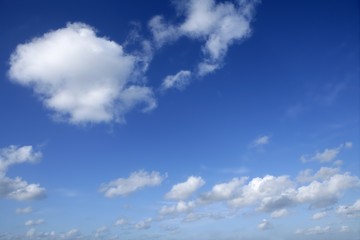Blue beautiful sky with white clouds  in sunny day