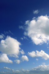Blue sky white clouds in a summer clean day, nature