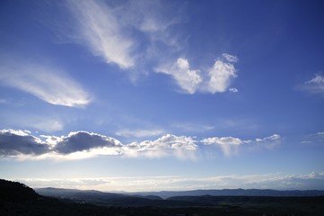Blue beautiful sky with white clouds view in sunny day, nature