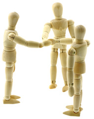 groupe convivialité pantins articulés bois fond blanc © Unclesam