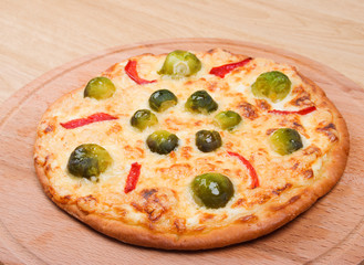 vegetable pizza with brussels sprouts