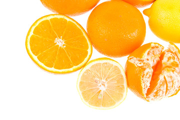 Ripe fruits isolated on a white background