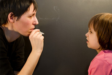 smoking of mother and reaction of the child