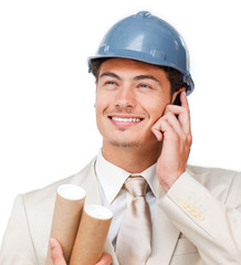 Assertive young architect on phone