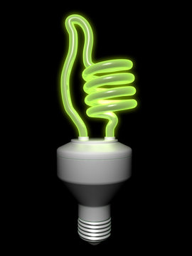compact fluorescent lamp - thumbs up - green on black