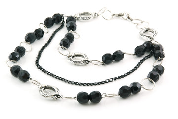 Black Stone Necklace Isolated on White