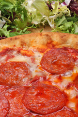 home made italian pizza with salami and cheese