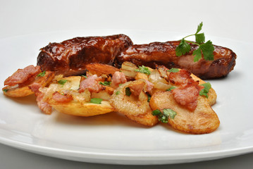 roasted potato with organic bacon and sausage