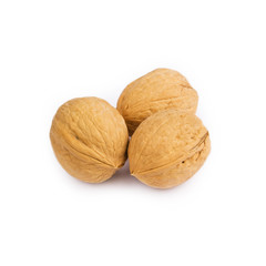 Walnuts in closeup in a white background