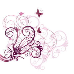 Purple floral corner design element