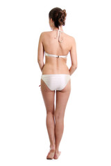 young woman in bikini, isolated on white background