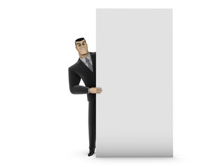 Businessman and white panel