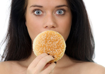 Woman Eating Burger