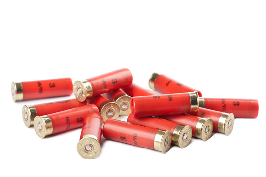 shotgun cartridges isolated over white