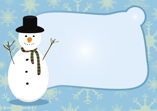 Christmas card with Snowman and text background