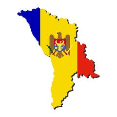 map of Moldova and their flag illustration