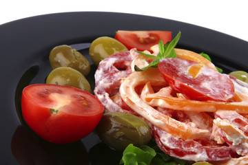 tomatoes salad and olives