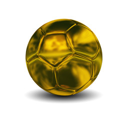 Naklejka premium yellow metal soccer ball isolated on white background
