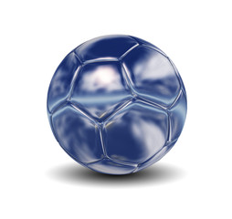 Fototapeta premium high resolution blue silver soccer ball isolated on white