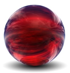 High resolution 3D red glass sphere isolated on white