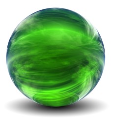 High resolution 3D green glass sphere isolated on white