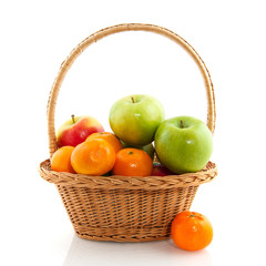Basket with apples and tangerines