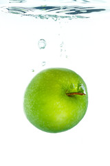 An apple falling in water
