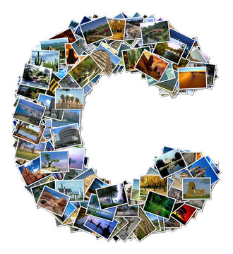 All over the world photo font C with 210 original pictures