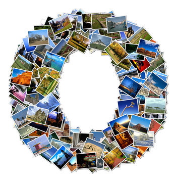 All over the world photo font O with 210 original pictures