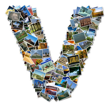 All over the world photo font V with 210 original pictures