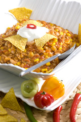 thick vegetables soup with minced meat