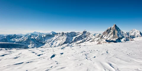 Crédence de cuisine en verre imprimé Cervin panorama from glacier at kl. matterhorn
