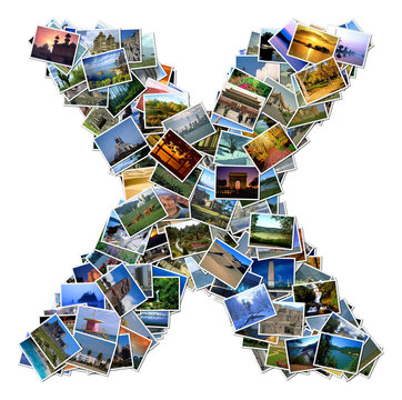 All over the world photo font X with 210 original pictures