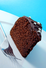 Home made chocolate cake slice