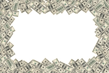 Frame of dollars on white background