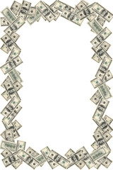 Frame of dollars on white background