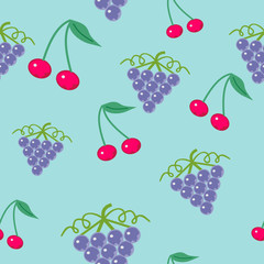 background with cherry and grape seamless