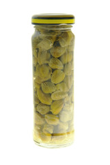 Marinated capers isolated on the white background