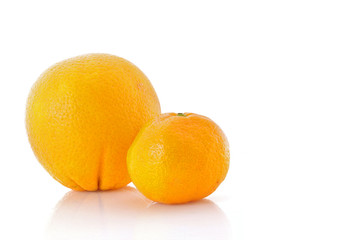 mandarine and orange  on white