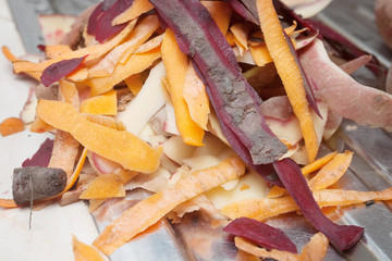 skin of peeled carrot, beetroot and potato