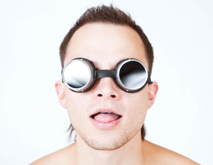 Fototapeta premium psychonaut, portrait of man in stylish glasses