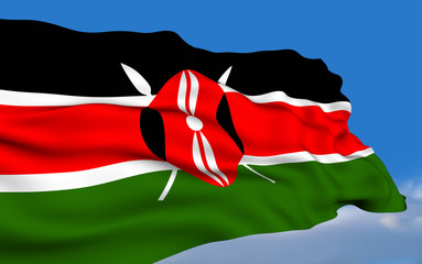 Naklejka premium Kenyan Flag waving on wind