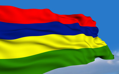 Mauritian flag waving on wind